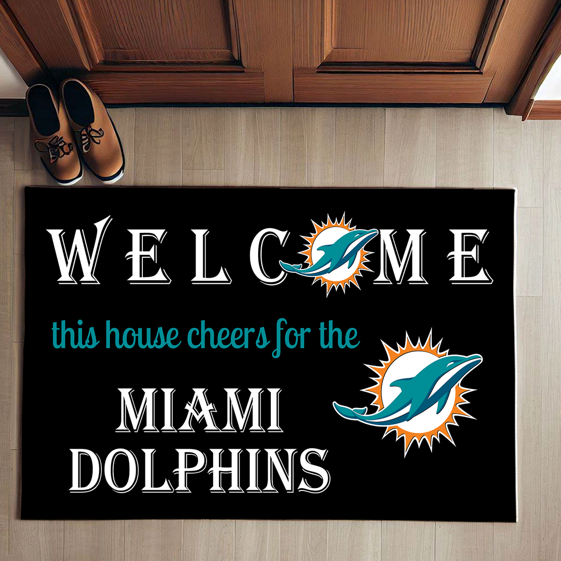 Welcome This House Cheer for Miami Dolphins Doormat