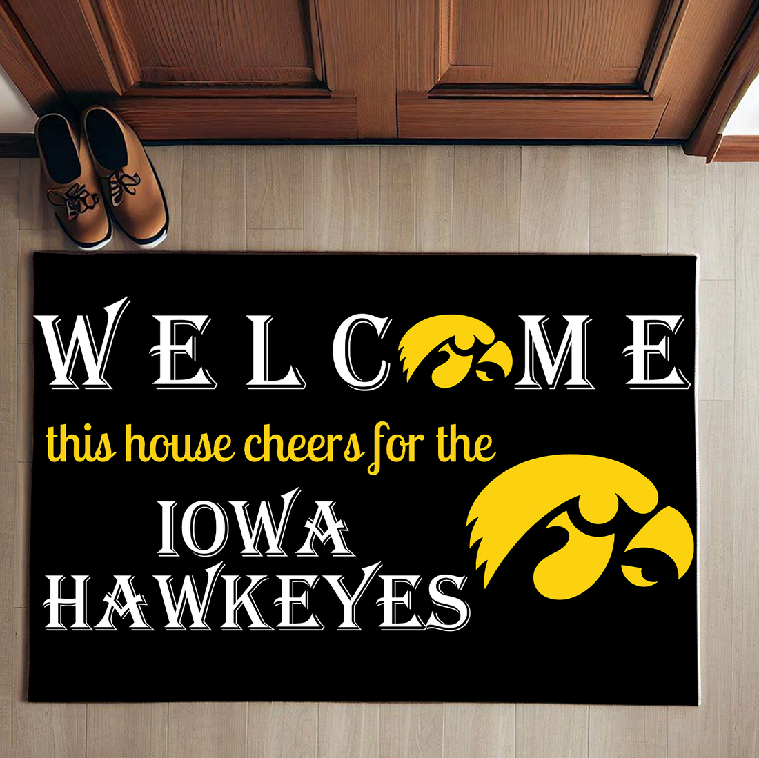 Welcome This House Cheer for Hawkeyes Doormat