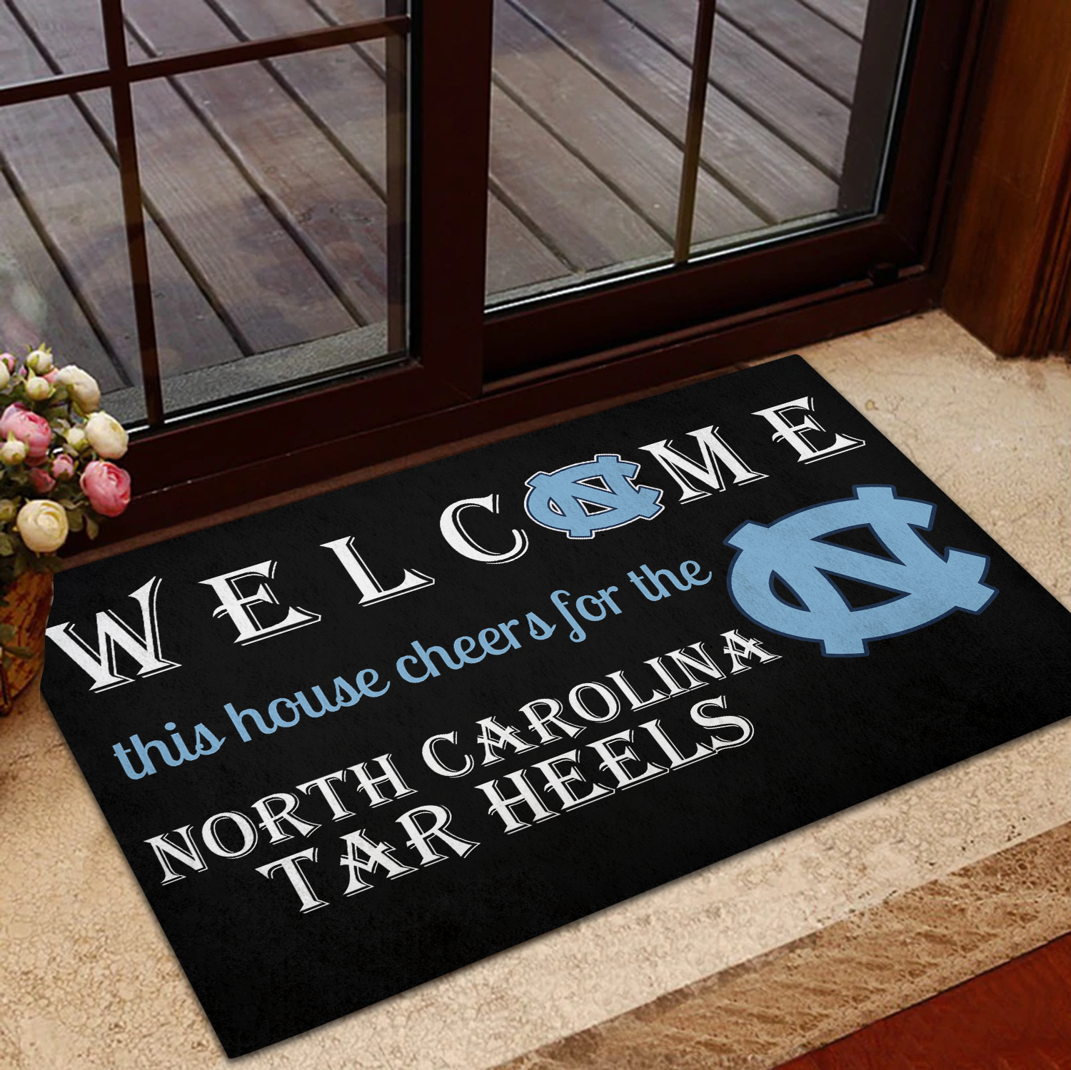 Welcome This House Cheer for Tarheels Doormat