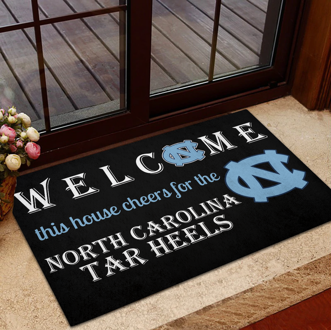 In This House We Cheer for The North Carolina Tar Heels Doormat for Fans