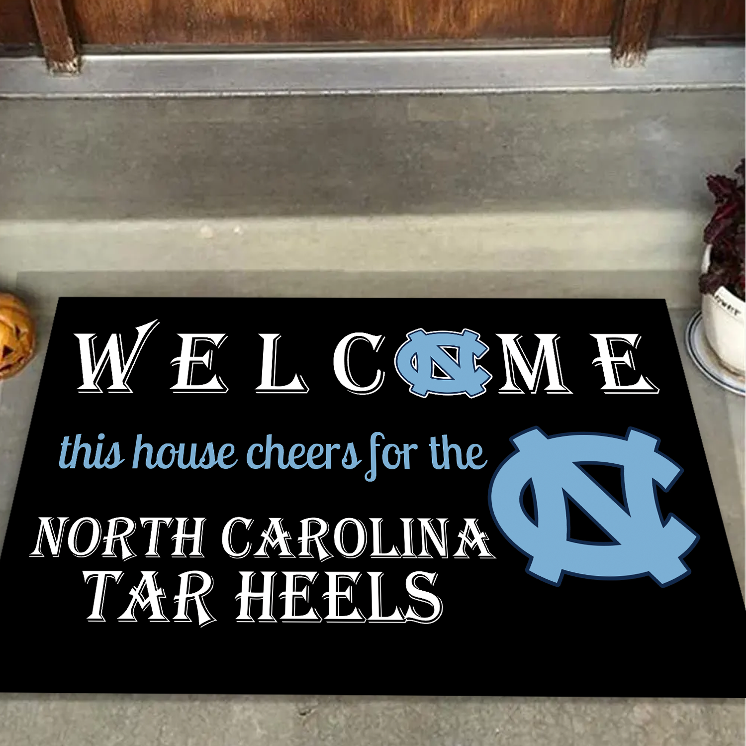 In This House We Cheer for The North Carolina Tar Heels Doormat for Fans