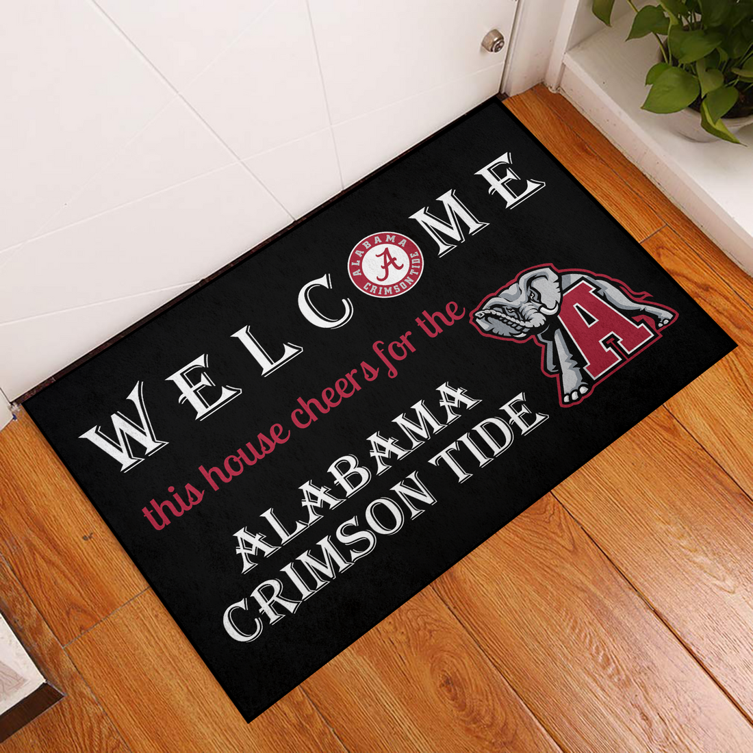Welcome This House Cheer for Alabama Crimson Tide Doormat for Bama Fans