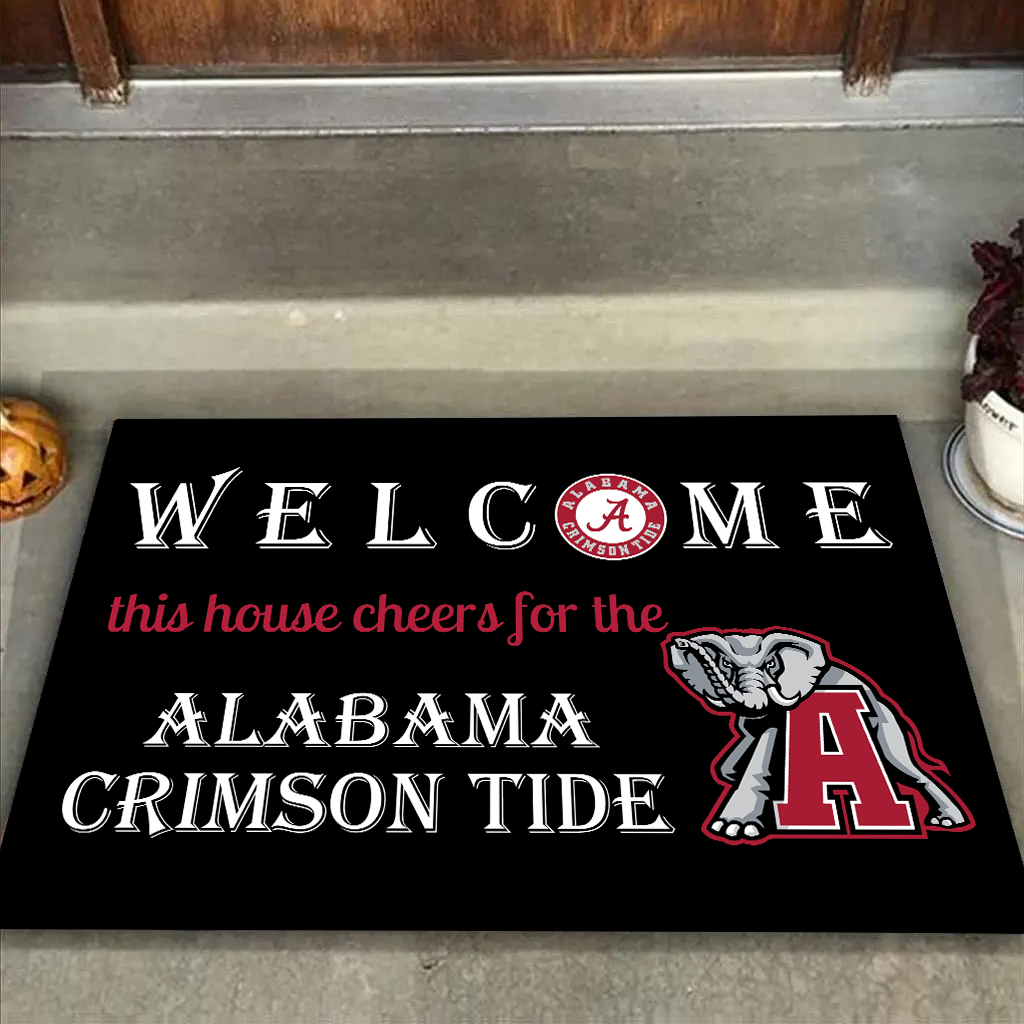 Welcome This House Cheer for Alabama Crimson Tide Doormat for Bama Fans
