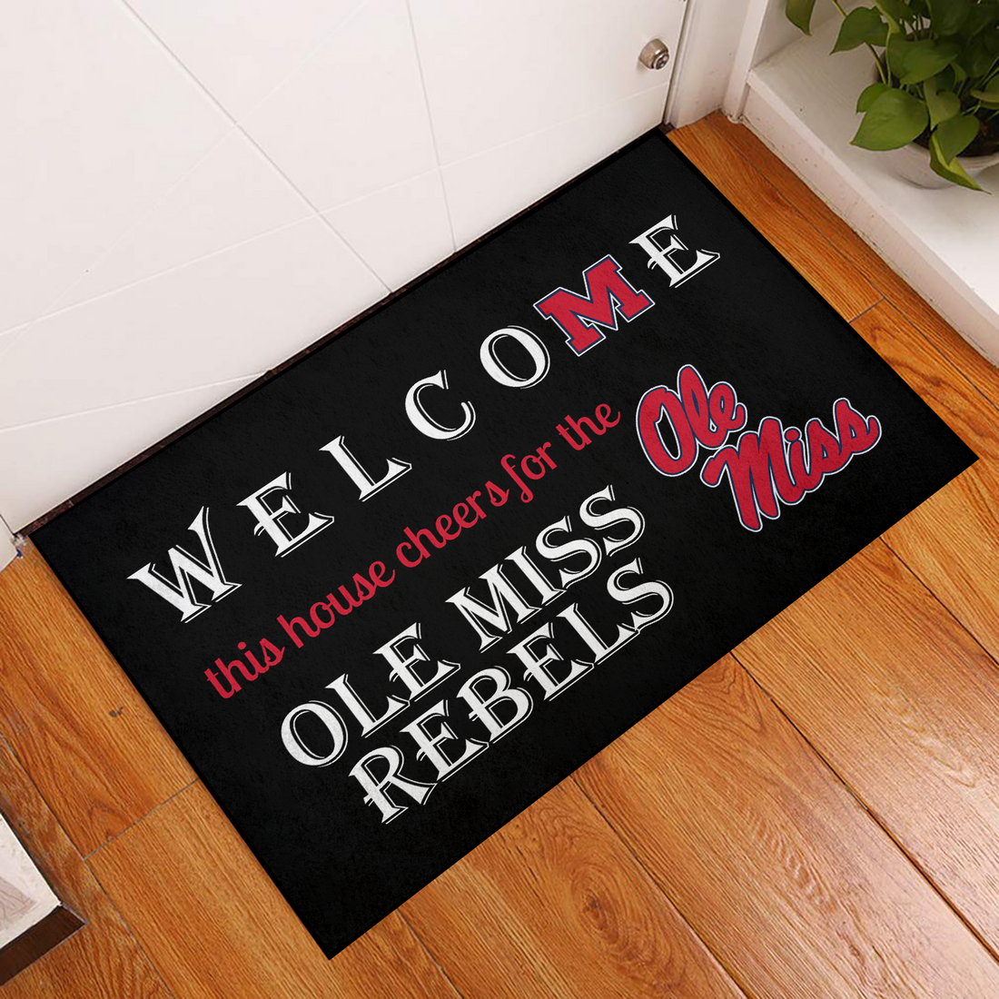 Welcome This House Cheers for The Ole Miss Rebels Doormat for Ole Miss Fans