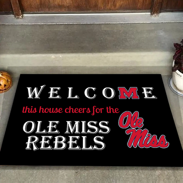 Welcome This House Cheers for The Ole Miss Rebels Doormat for Ole Miss Fans