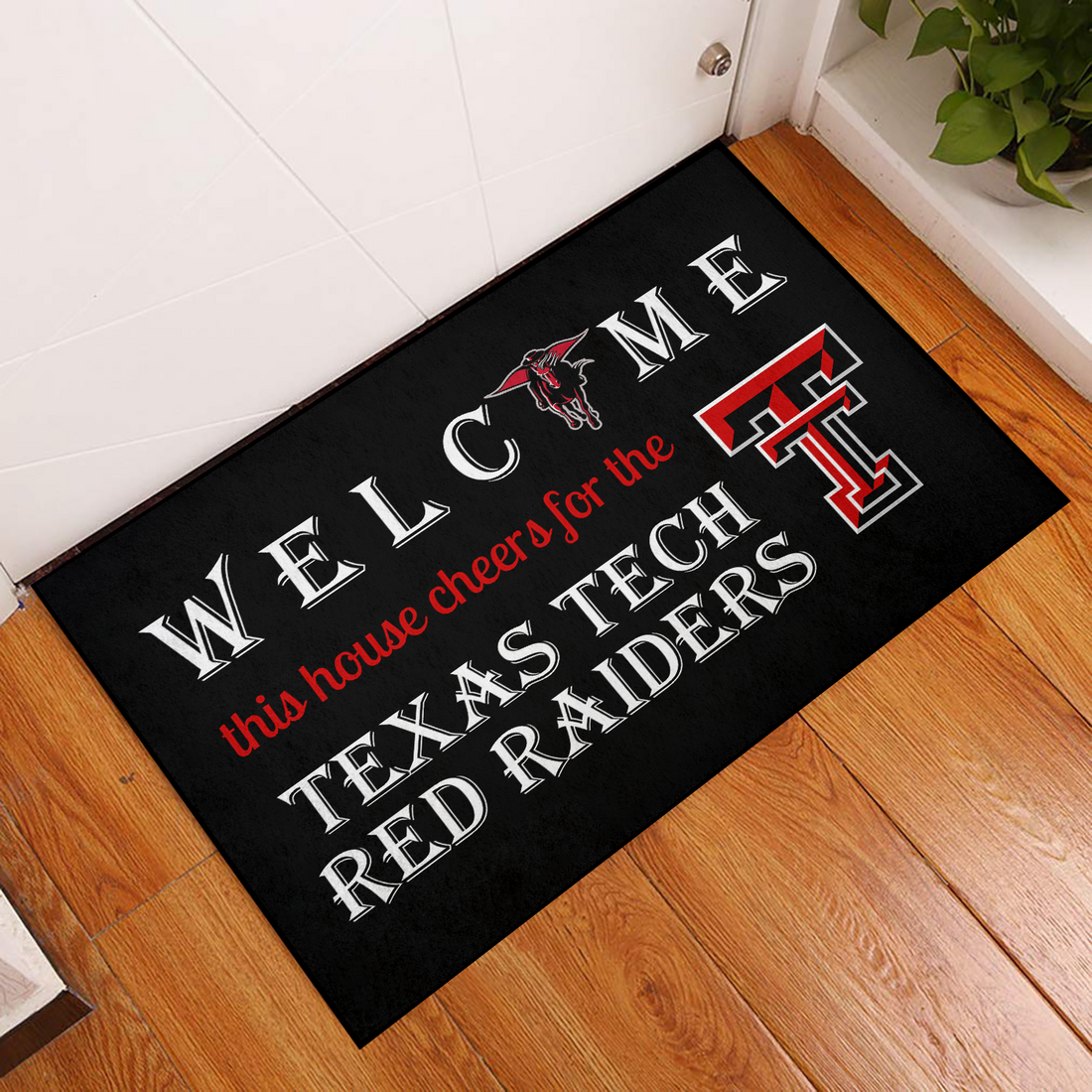 Welcome This House Cheers for The Red Raiders Doormat for Texas Tech Fans