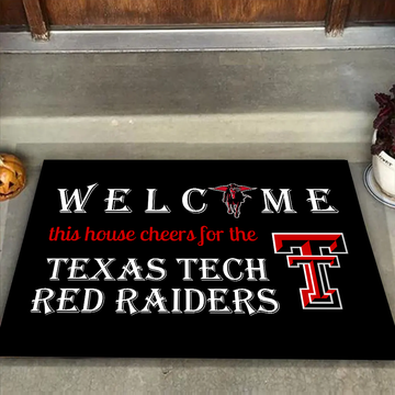 Welcome This House Cheers for The Red Raiders Doormat for Texas Tech Fans