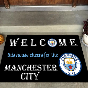 Welcome This House Cheers for Manchester City FC Doormat for Fans