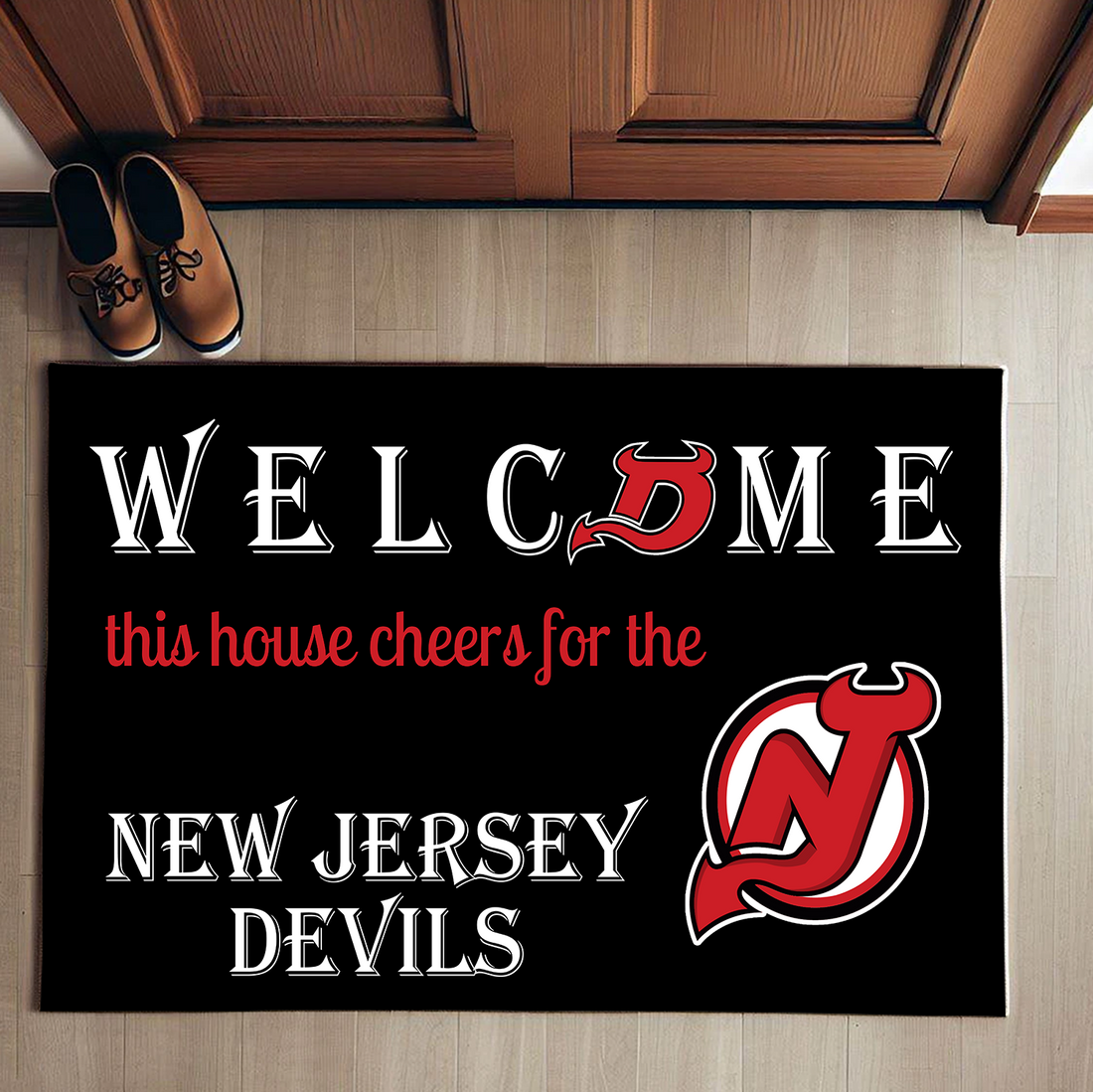 Welcome This House Cheers for New Jersey Devils Doormat for Fans