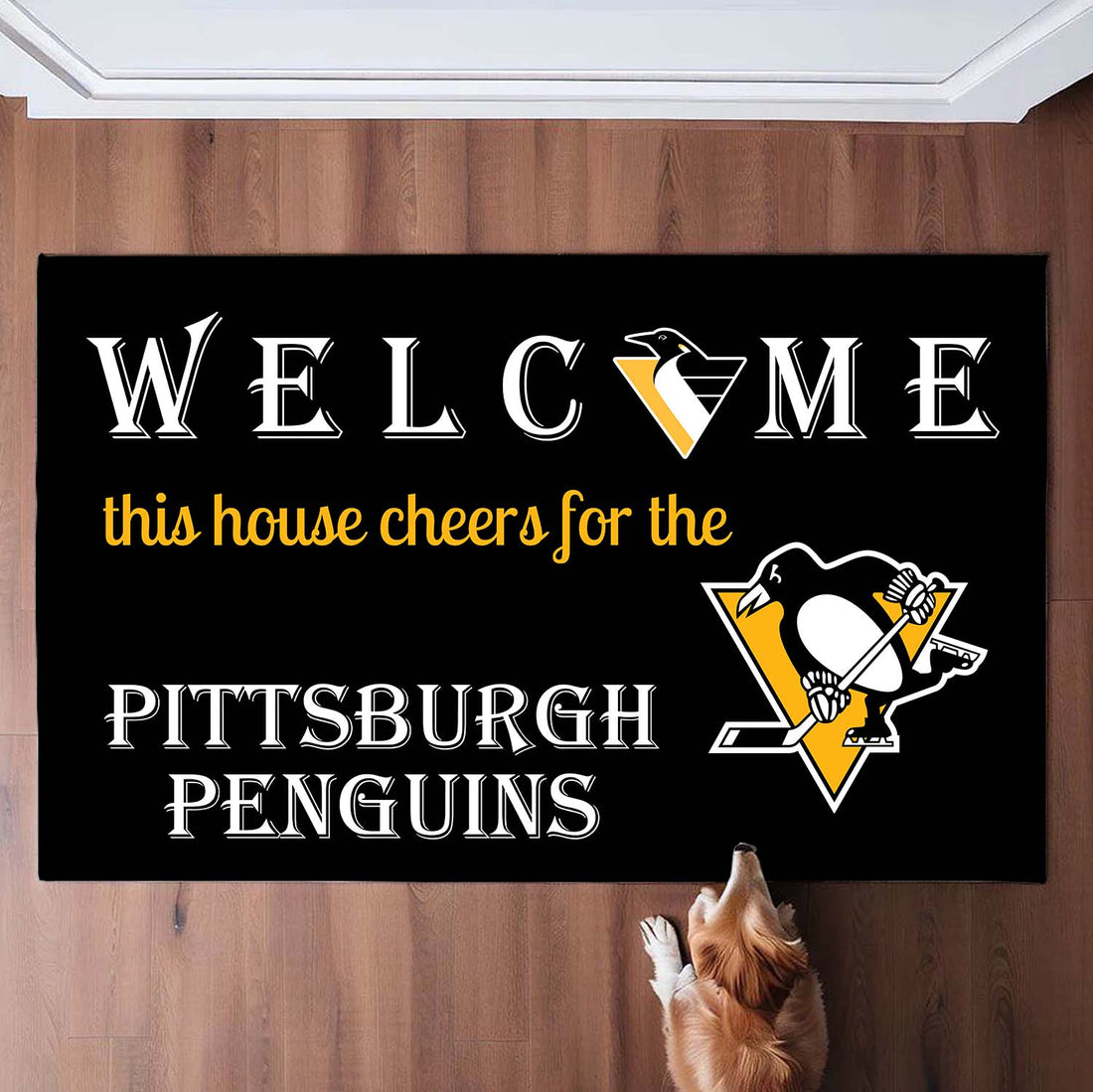 Welcome This House Cheers for Pittsburgh Penguins Doormat for Fans