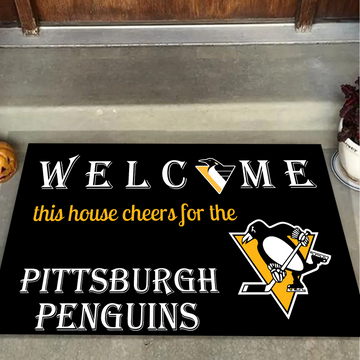 Welcome This House Cheers for Pittsburgh Penguins Doormat for Fans