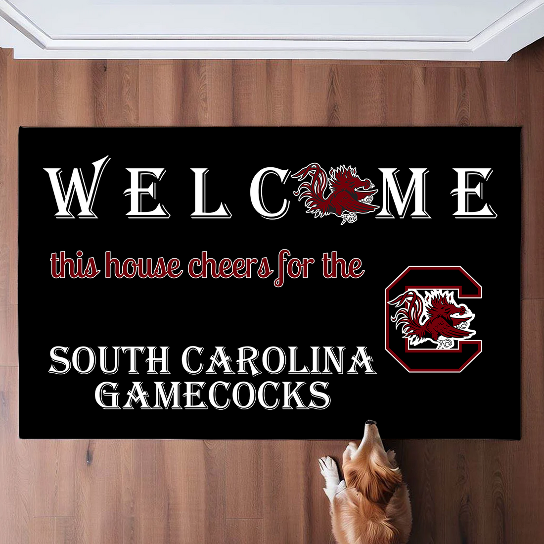 Welcome This House Cheers for South Carolina Gamecock Doormat for Fans