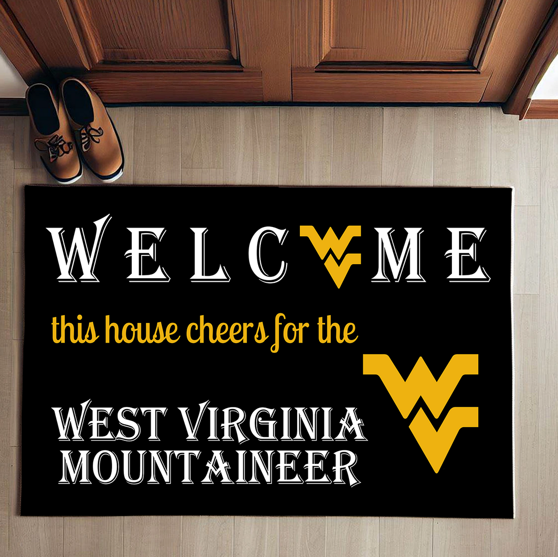 Welcome This House Cheers for West Virginia Mountaineers Doormat for Fans