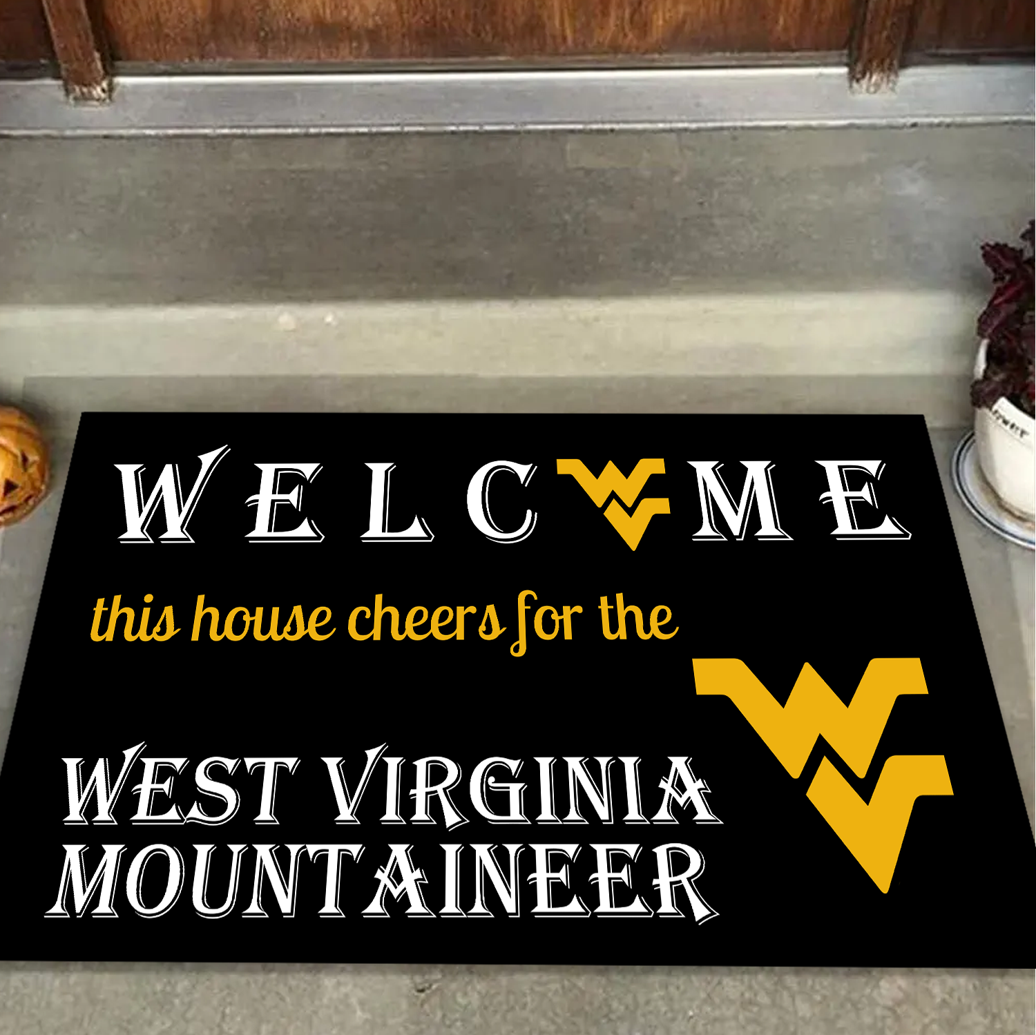 Welcome This House Cheers for West Virginia Mountaineers Doormat for Fans