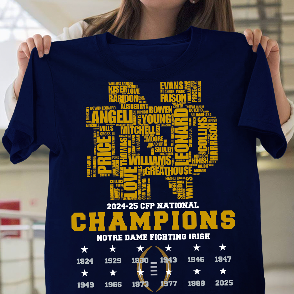 Notre Dame Fighting Irish 2024-25 CFP National Champions T-Shirt for Fans