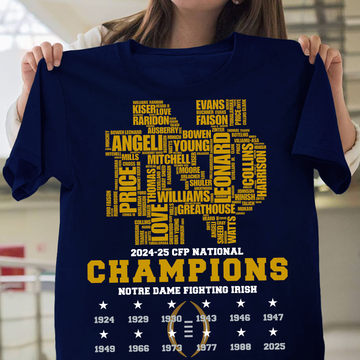 Notre Dame Fighting Irish 2024-25 CFP National Champions T-Shirt for Fans