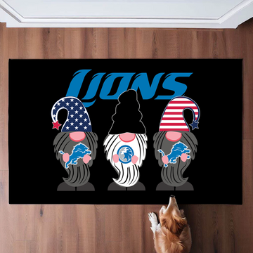 Detroit Lions Christmas Gnomes Merry Christmas Doormat