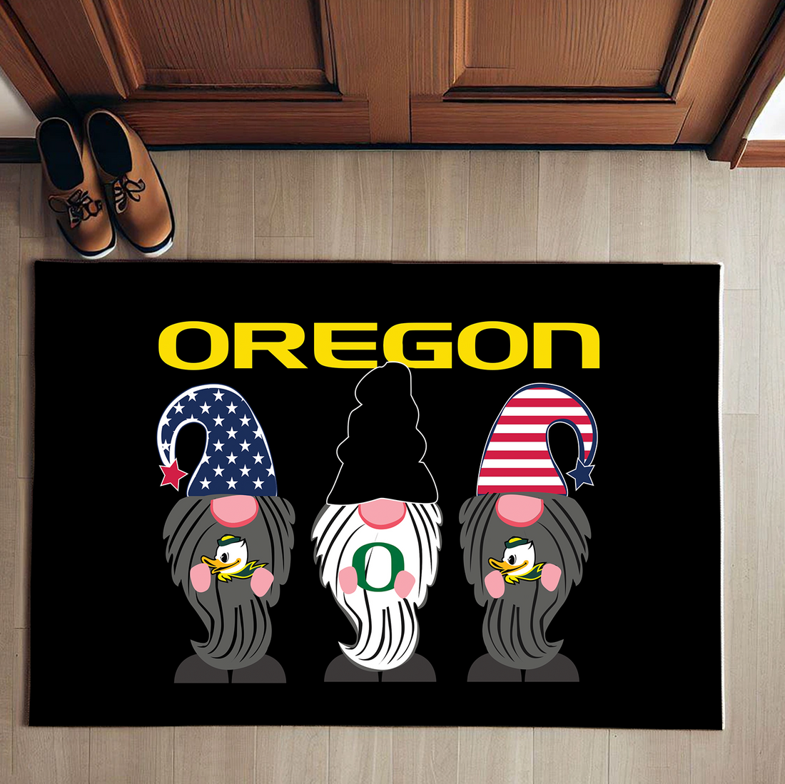 Oregon Ducks Christmas Gnomes Merry Christmas Doormat