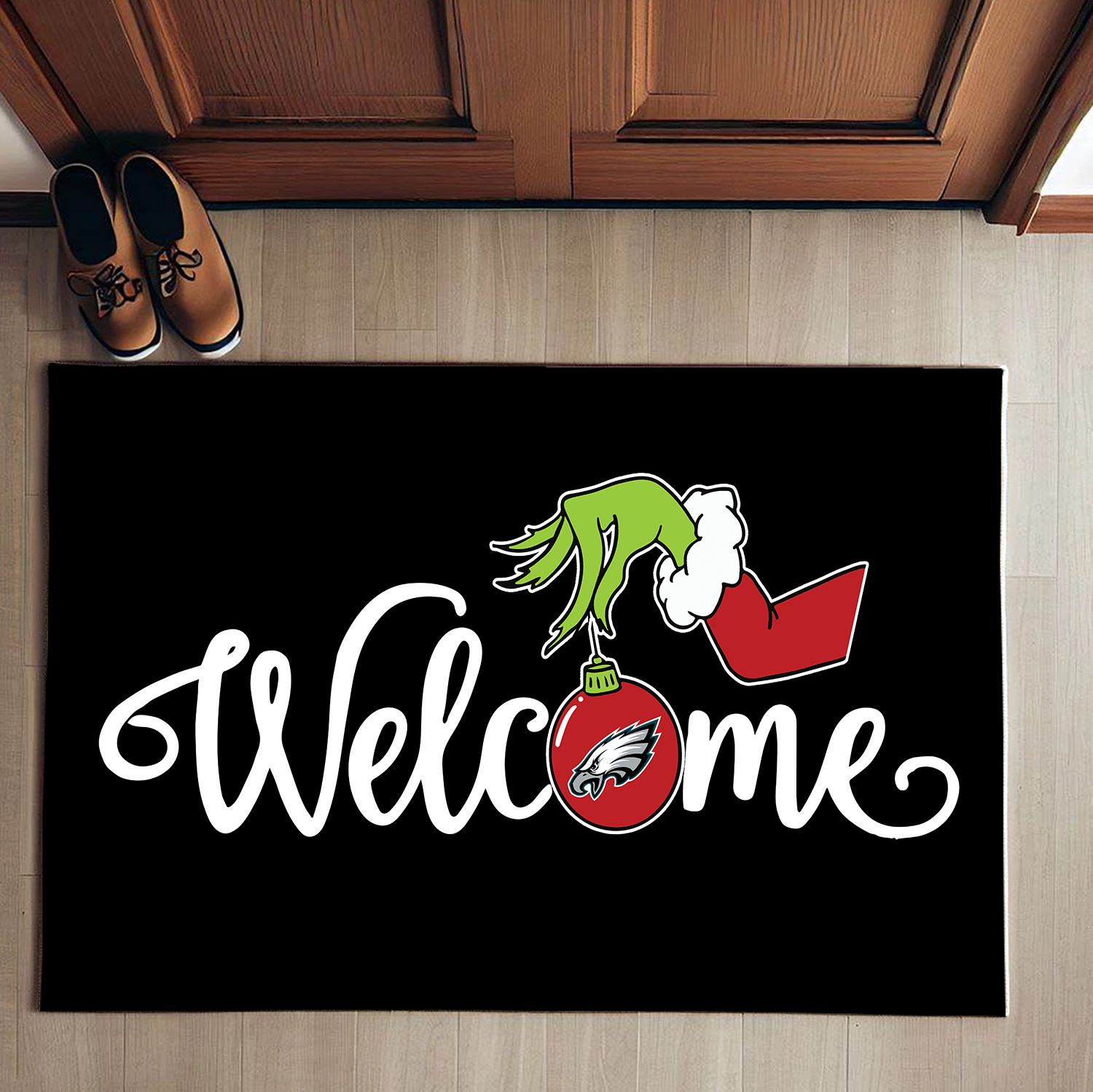 Welcome Grinch Philadelphia Eagles Christmas Doormat