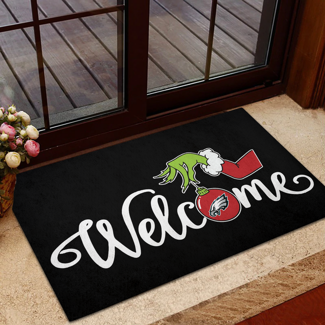 Welcome Grinch Philadelphia Eagles Christmas Doormat