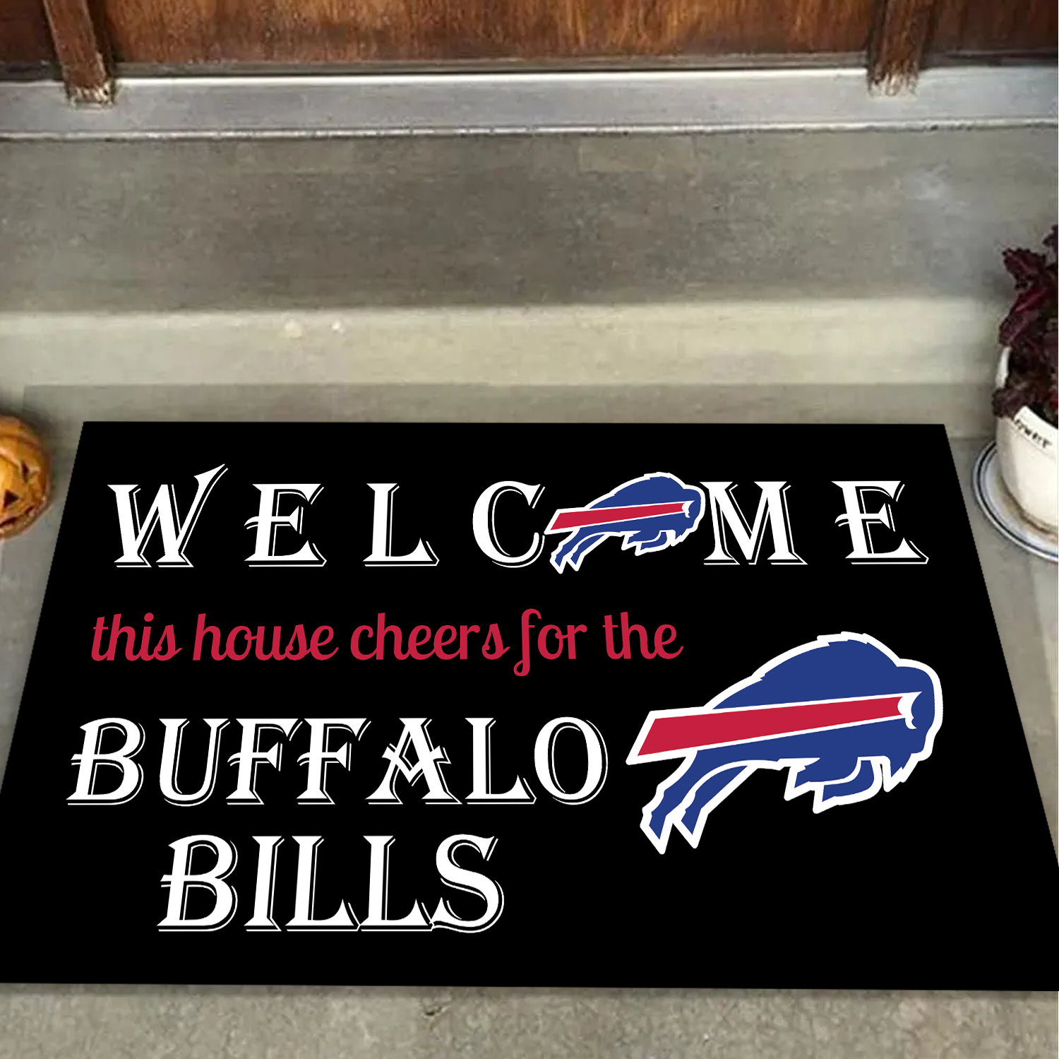 Welcome This House Cheers for The Buffalo Bills Mat for Bills Fans