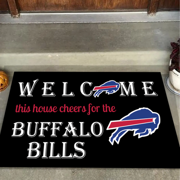 Welcome This House Cheers for The Buffalo Bills Mat for Bills Fans