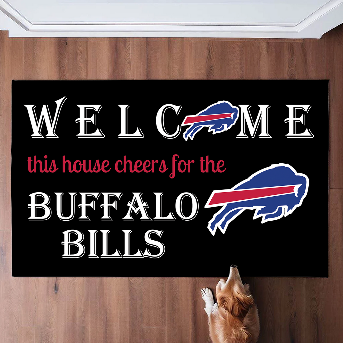 Welcome This House Cheers for The Buffalo Bills Mat for Bills Fans