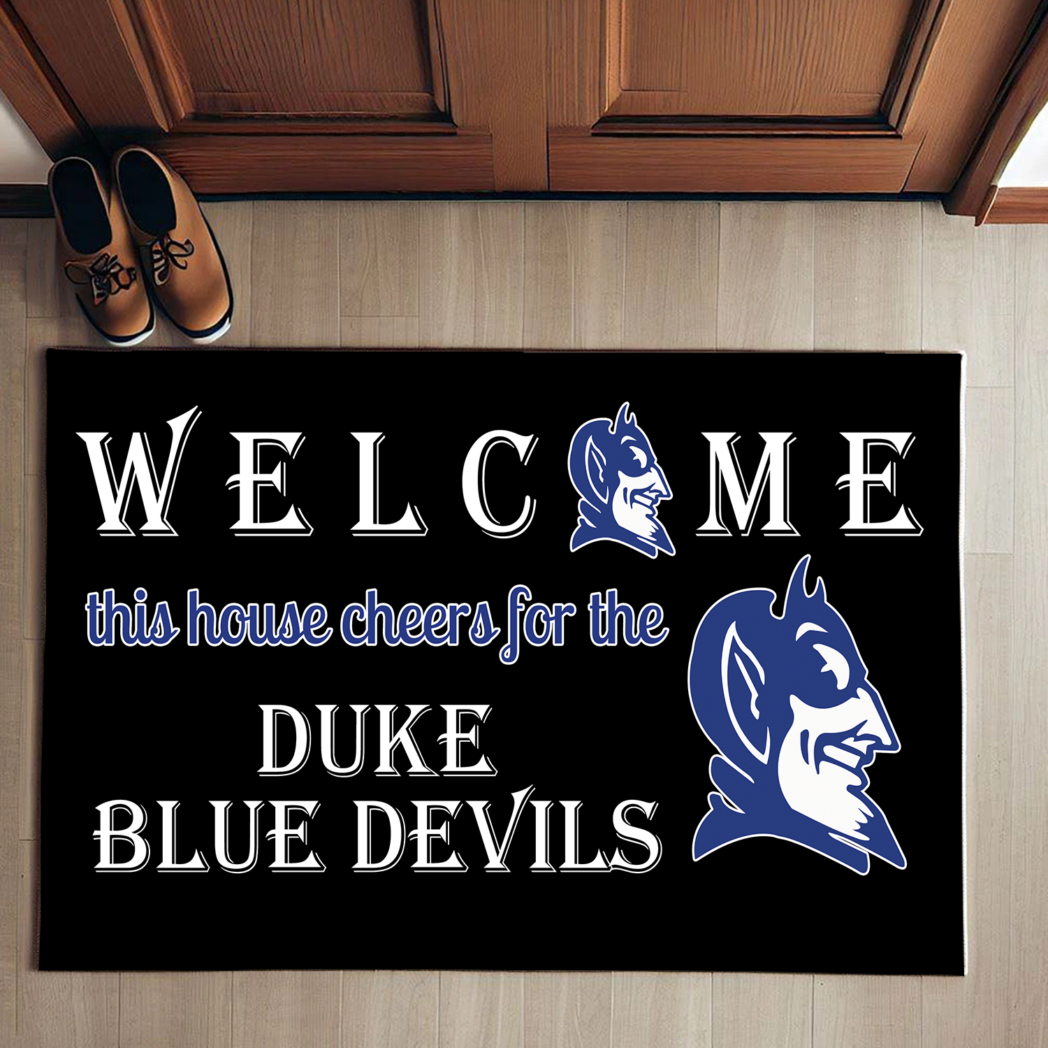 Welcome This House Cheer for Duke Blue Devils Doormat