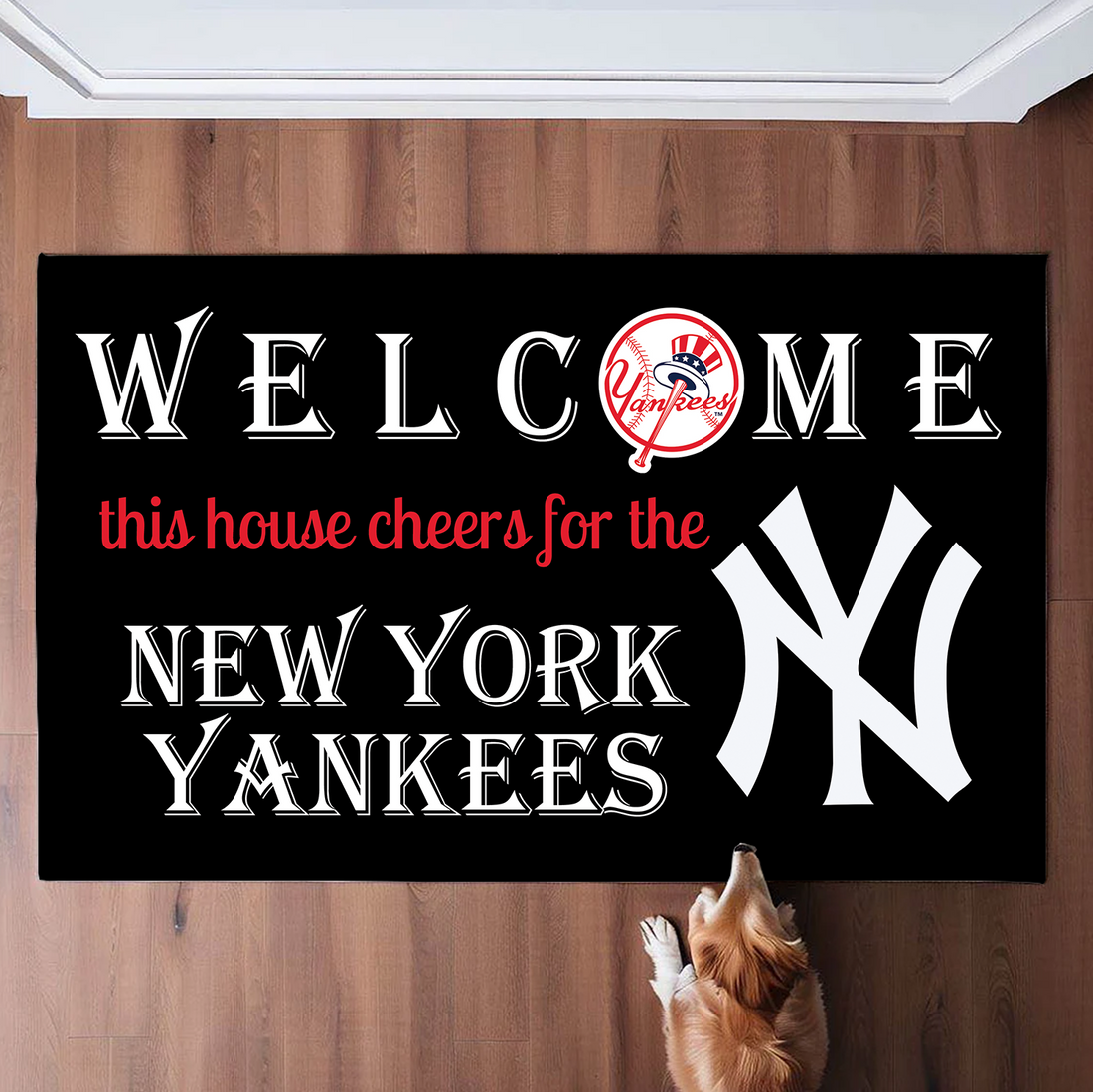 Welcome This House Cheers for New York Yankees Doormat