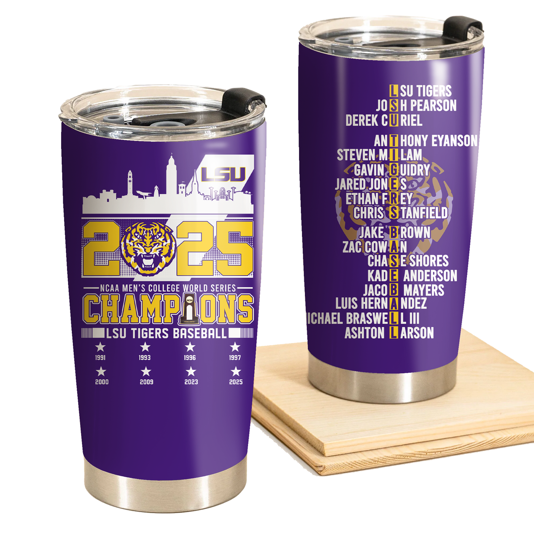 2025 NCAA Men's College World Series Champions LSU Tigers Baseball Tumbler for Fans