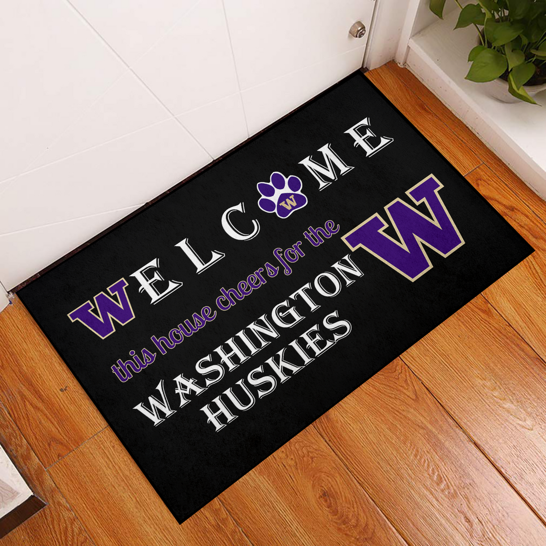 Welcome This House Cheers for The Washington Huskies Mat for Fans