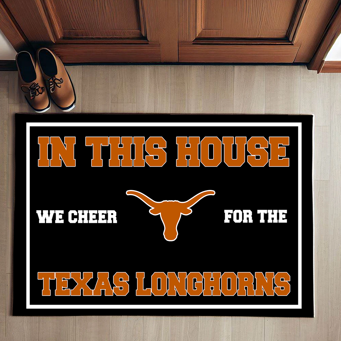 In This House We Cheer for The Texas Longhorns Doormat