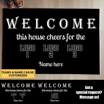 Custom Sports Welcome Mat – Choose 1, 2, or 3, 4 Teams + Add Your Family Name!