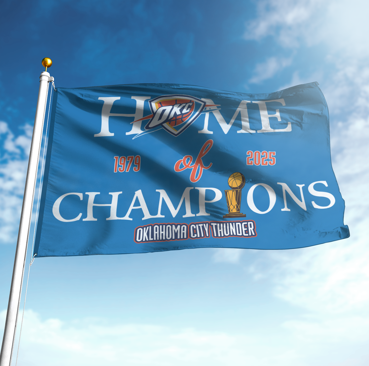 2025 Oklahoma City Thunder NBA Finals Champions Flag for Fans