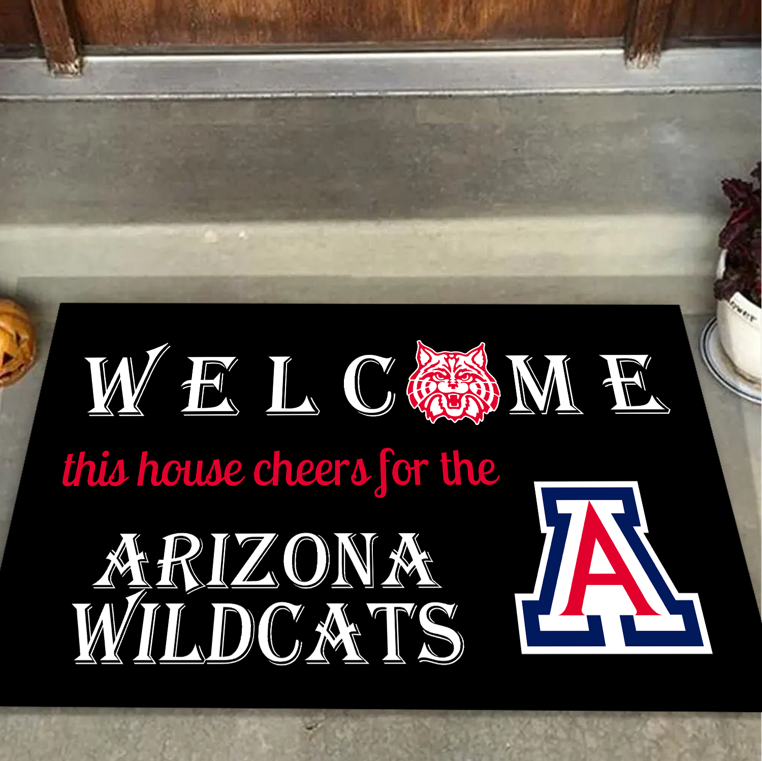 Welcome This House Cheers for The Arizona Wildcats Doormat for Fans