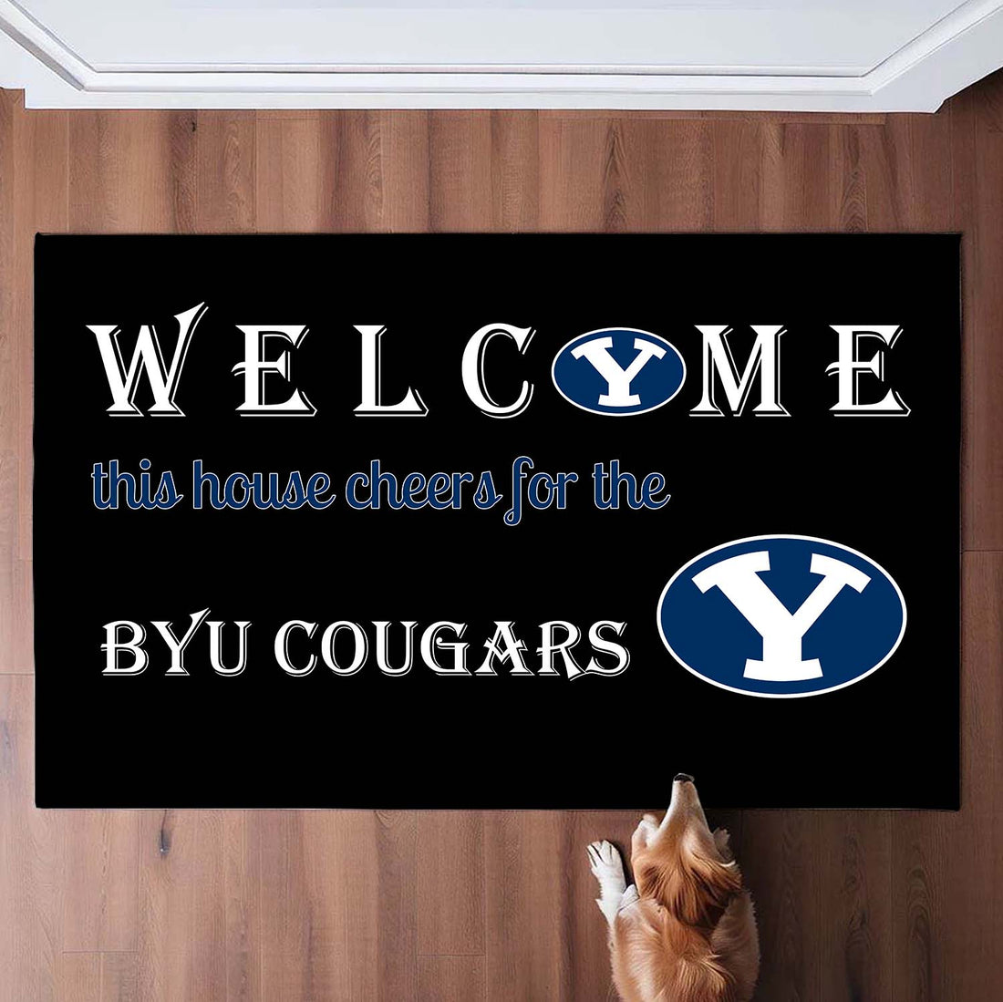 Welcome This House Cheers for The BYU Cougars Doormat for Fans