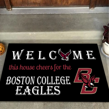 Welcome This House Cheers for The Boston College Eagles Doormat for Fans