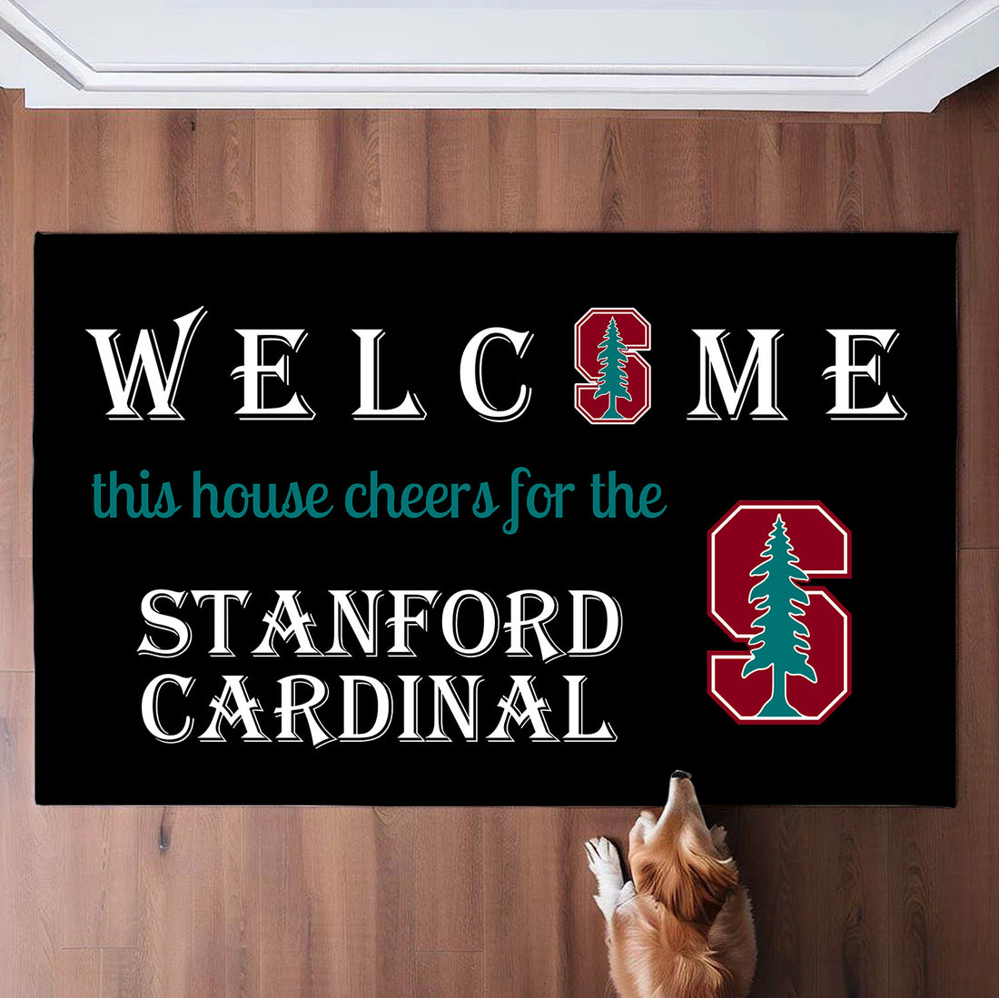 Welcome This House Cheers for The Stanford Cardinal Doormat for Fans