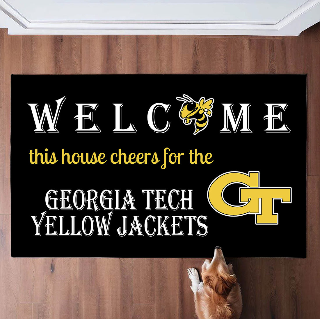 Welcome This House Cheers for The Georgia Tech Yellow Jackets Doormat for Fans