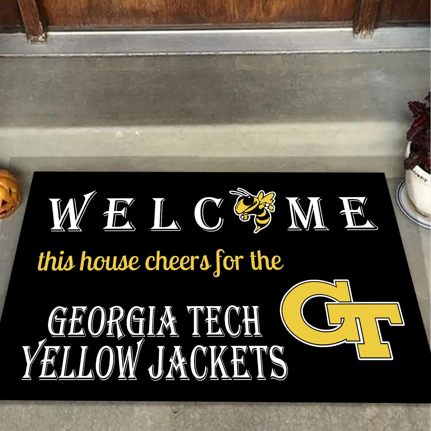 Welcome This House Cheers for The Georgia Tech Yellow Jackets Doormat for Fans