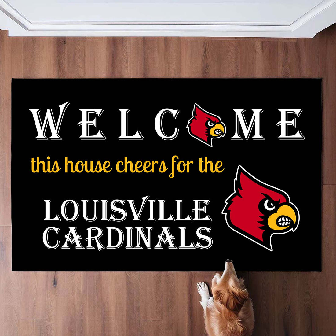 Welcome This House Cheers for The Louisville Cardinals Doormat for Fans