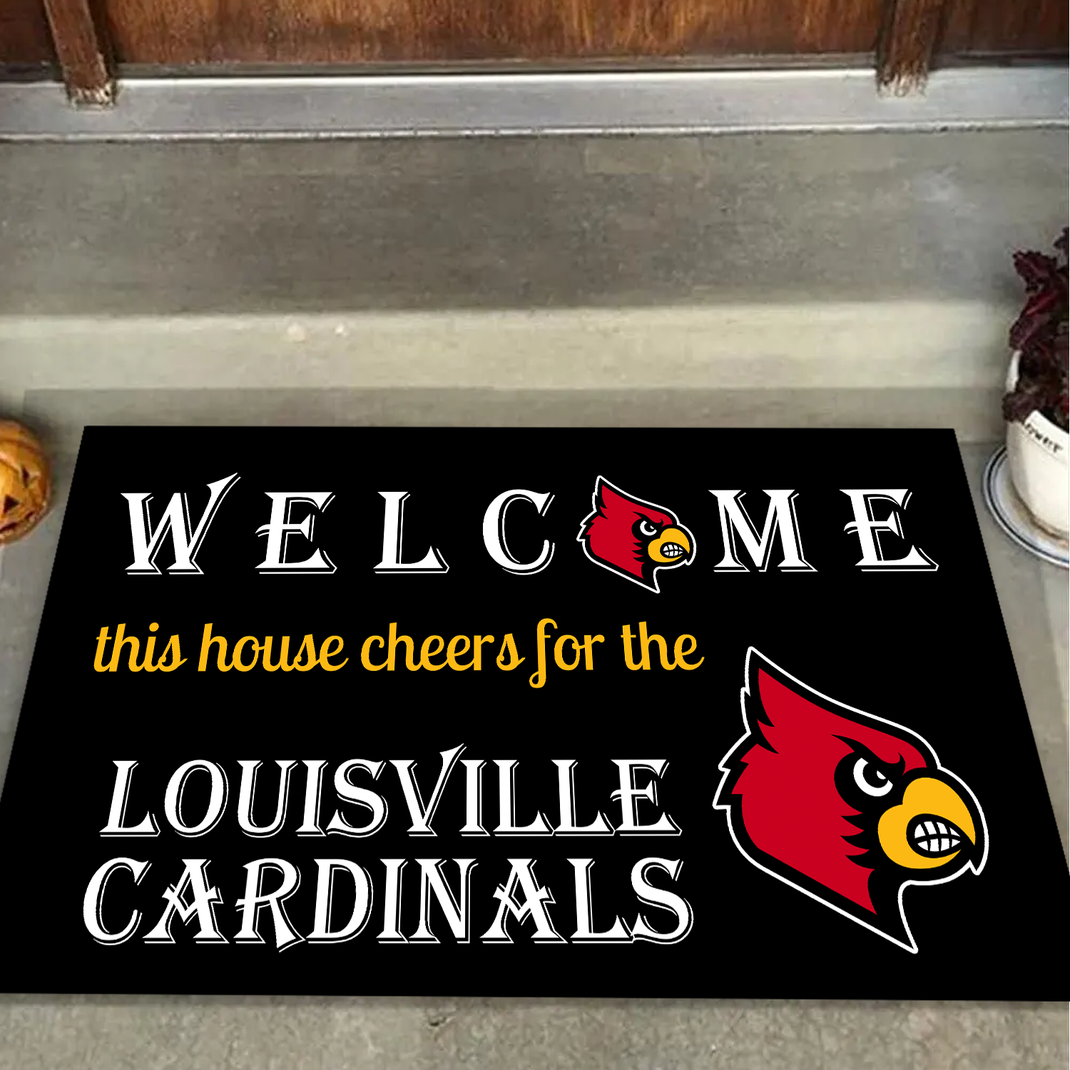 Welcome This House Cheers for The Louisville Cardinals Doormat for Fans