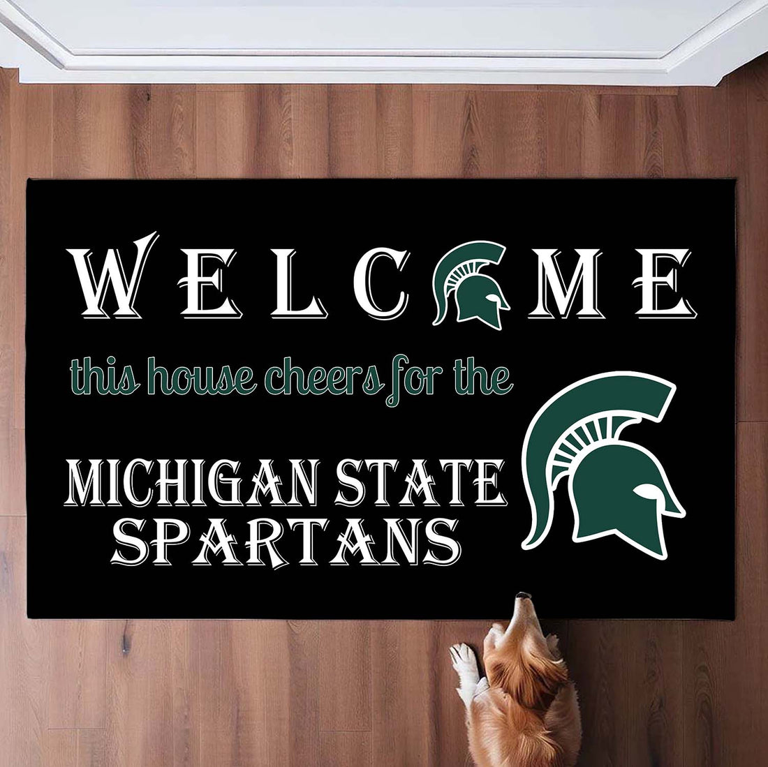 Welcome This House Cheers for The Michigan State Spartans Doormat for Fans