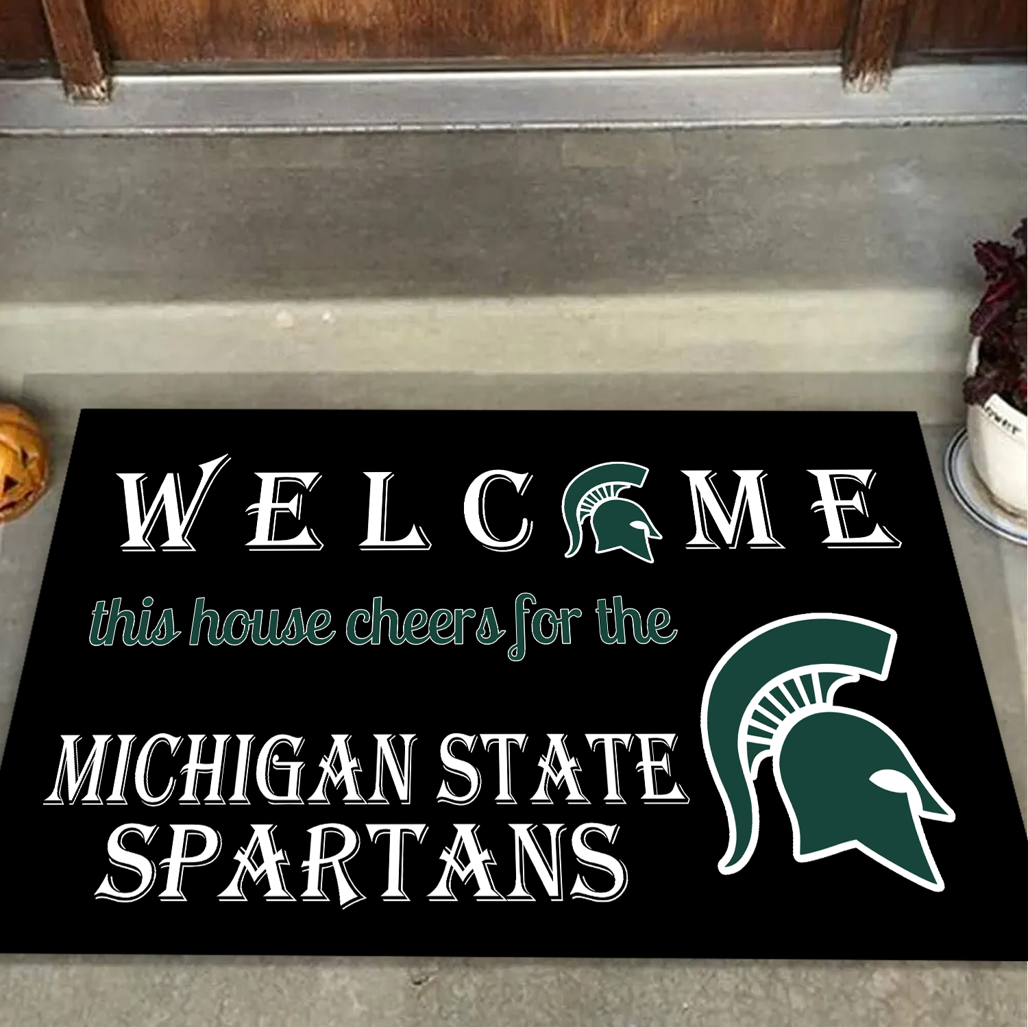 Welcome This House Cheers for The Michigan State Spartans Doormat for Fans