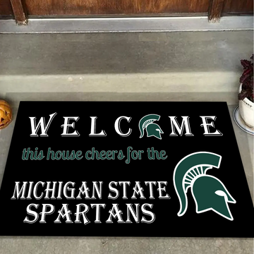 Welcome This House Cheers for The Michigan State Spartans Doormat for Fans