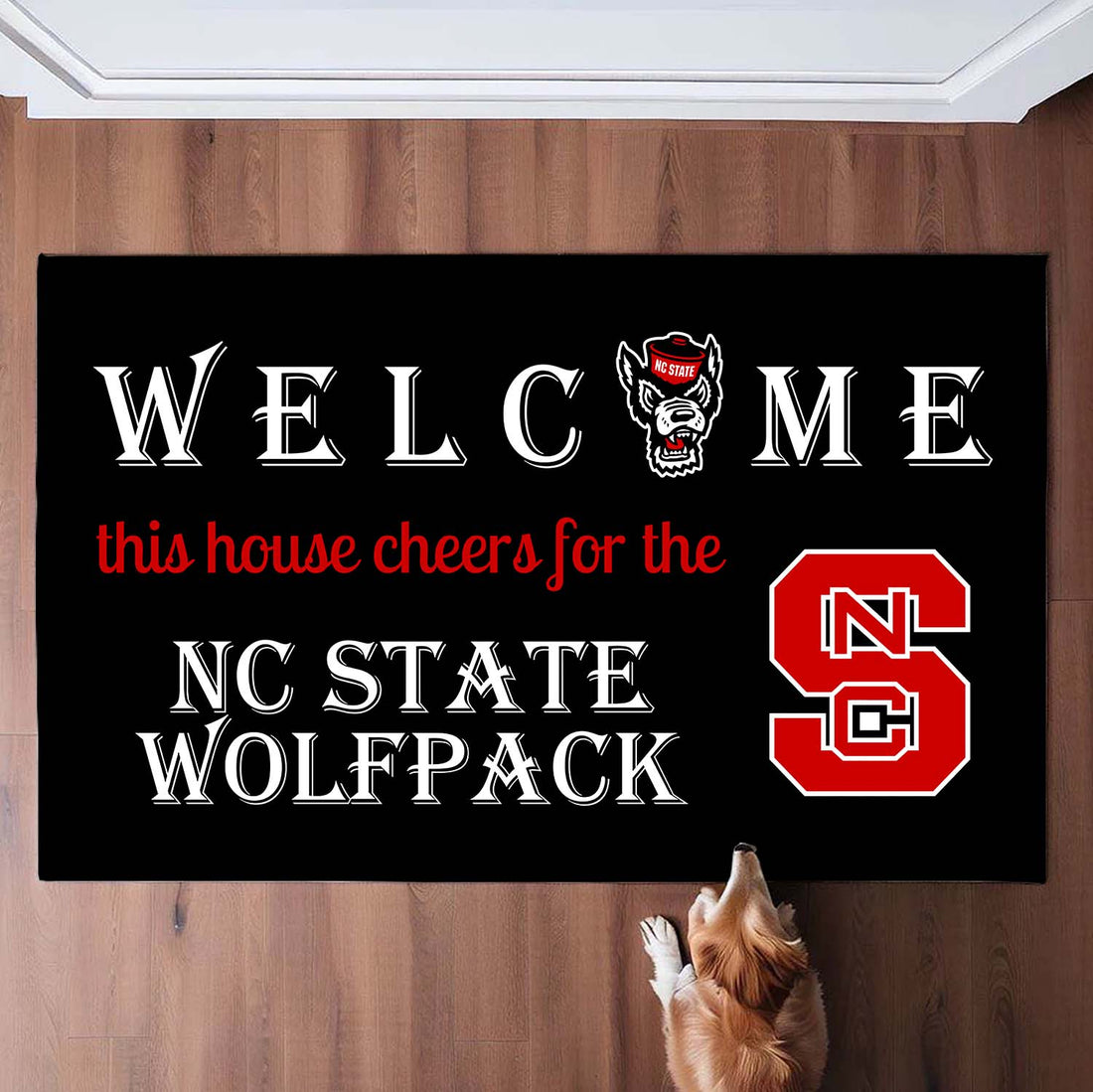 Welcome This House Cheers for The NC State Wolfpack Doormat for Fans