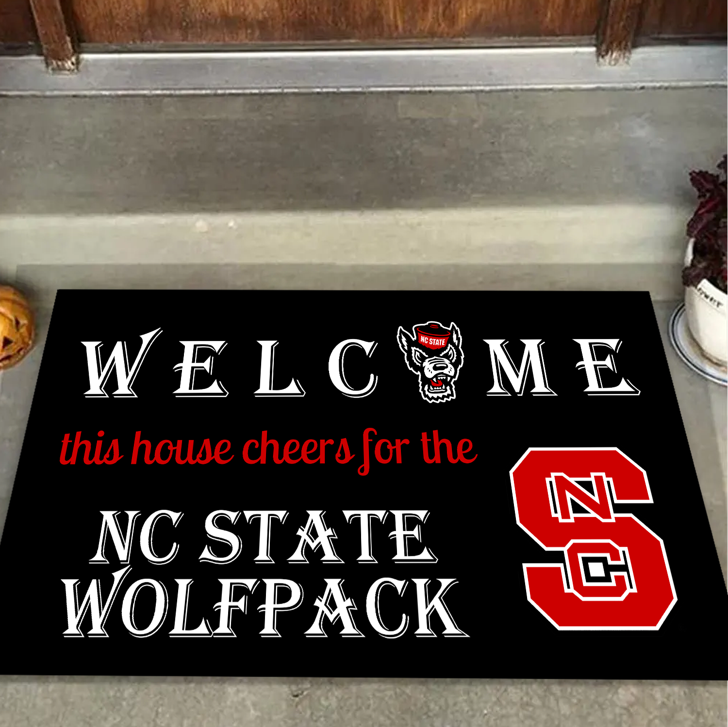 Welcome This House Cheers for The NC State Wolfpack Doormat for Fans