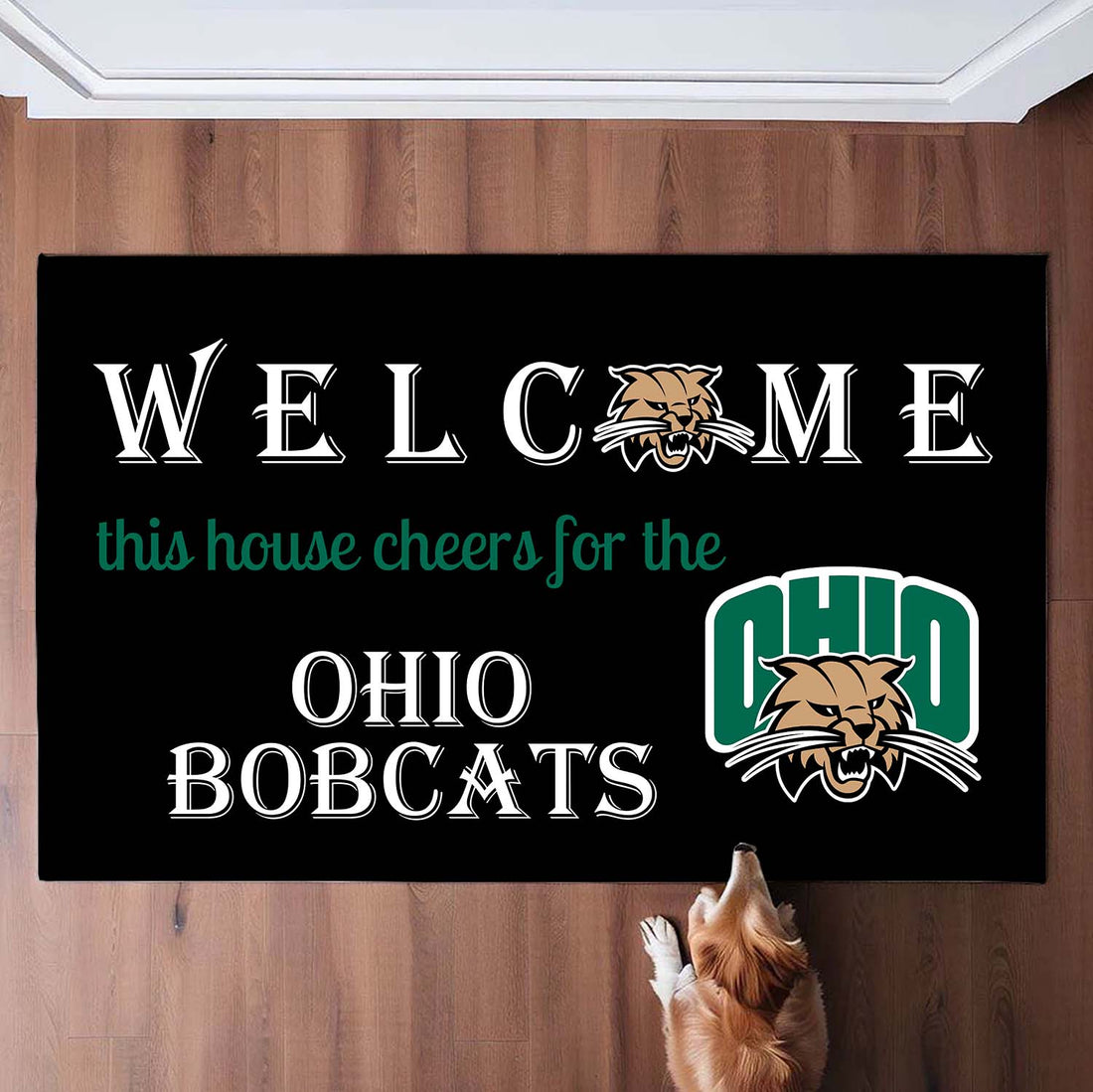 Welcome This House Cheers for The Ohio Bobcats Doormat for Fans