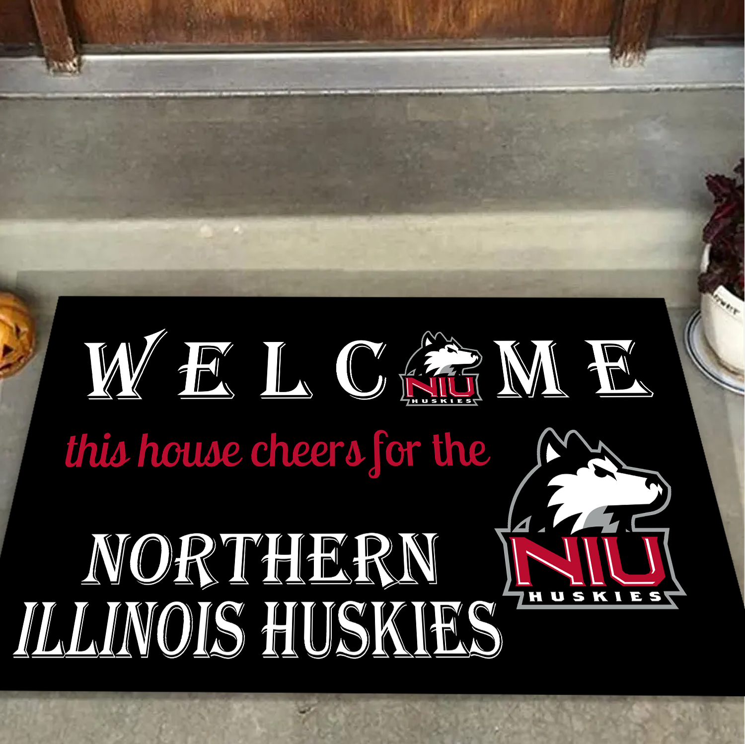 Welcome This House Cheers for The Northern Illinois Huskies Doormat for Fans