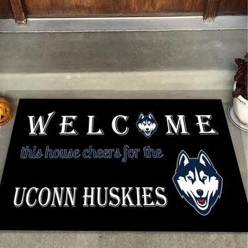 Welcome This House Cheers for The Uconn Huskies Doormat for Fans